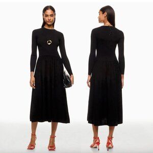 Thakoon x RTR Drop Waist Midi Dress Blac Black Long Sleeve Sweater Dress XXL